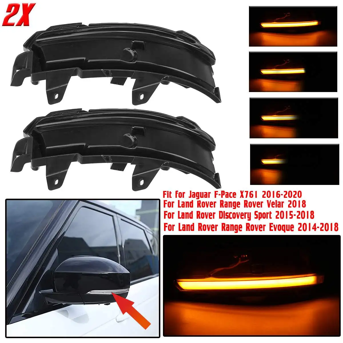 2x LED Dynamic Side Mirror Light For Land Rover Discovery Sport L550 Range Rover Evoque Trun Signal Light Blinker Indicator Lamp