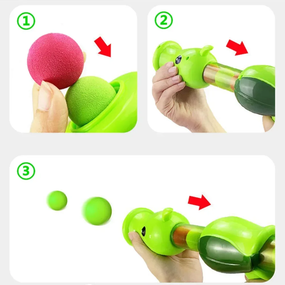 Interactive Cat Toy Ball Pea Aerodynamic Shooter Dogs Soft Bomb Launcher Kitten Toys Cats Game Launch Training Pet Children Gift