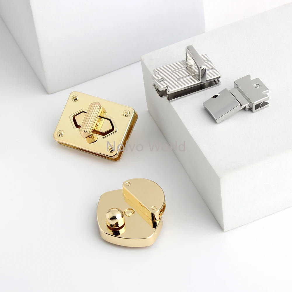 Gold/Silver Metal Press Push Lock For Briefcase Handbag Bags Purse Spring Lock Snap Decorative Clasps Closure Buckle Accessories