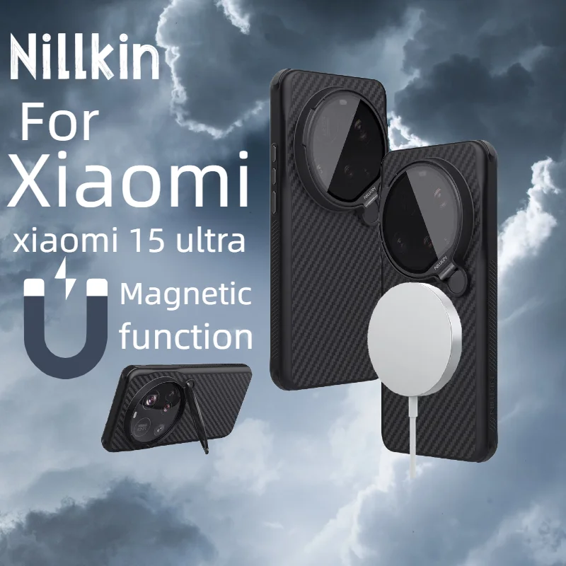 

Nillkin для Xiaomi 15, ультра магнитное арамидное волокно + ТПУ, откидная крышка, кронштейн, защита камеры, чехол для телефона