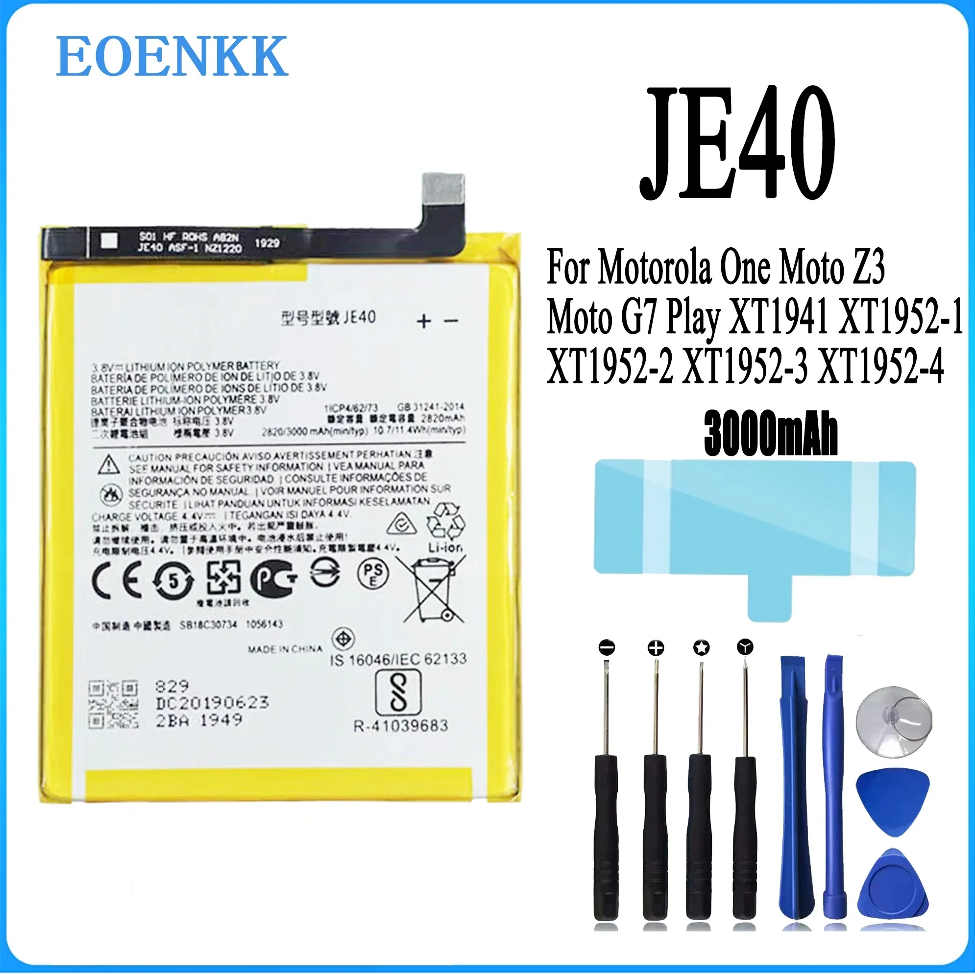 JE40 Battery JE40 For Motorola One Moto Z3 Moto G7 Play XT1941 XT1952-1 XT1952-2 XT Original Capacity Mobile Phone Bat