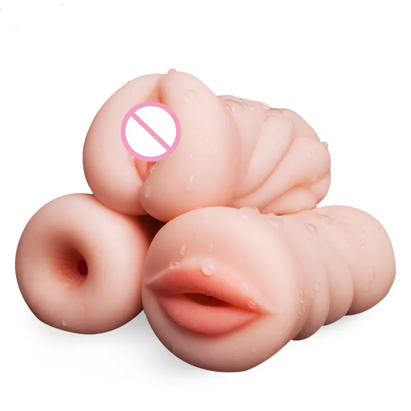 3 Style Artificial 3D Realistic Pocket Silicone Mouth Pussy Anal Vaginal Sexitoys For Men Oral Sex Male Masturbators Sexy Toys