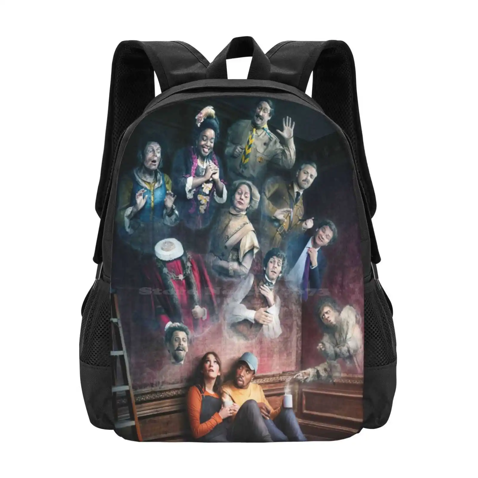 Póster de fantasmas con diseño de patrón de moda, mochila escolar para portátil de viaje, bolsas de fantasmas, horribles historias, Charlotte, Ritchie, riñonera