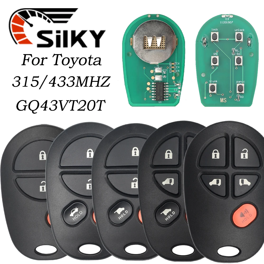 

SilKY GQ43VT20T 315/433MHZ 3/4/5/6B Remote Car Key Fob for Toyota Sienna Tundra Sequoia Tacoma Camry Highlander Aurion 2004-2018