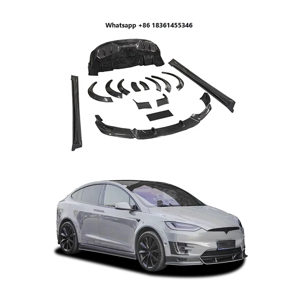 

For Model X TC Style Car Rear Diffuser Side Skirts mudguard Flares Bodykit Real Carbon Fiber WideBody Kit