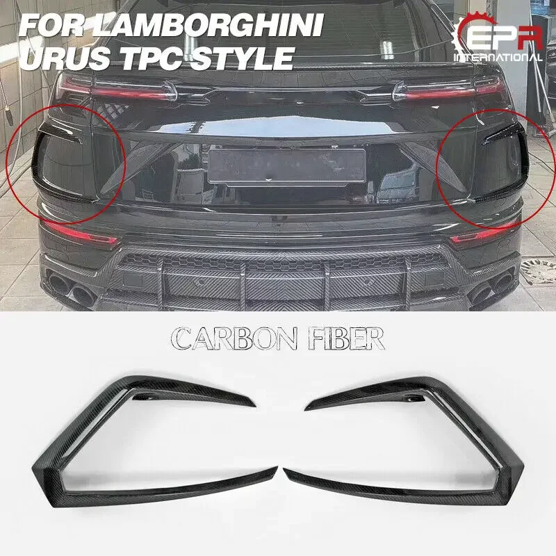 For Lamborghini Urus TPC Style Carbon Glossy Finished Rear Bumper Side Trim Vents Cover Pair accessories body kit