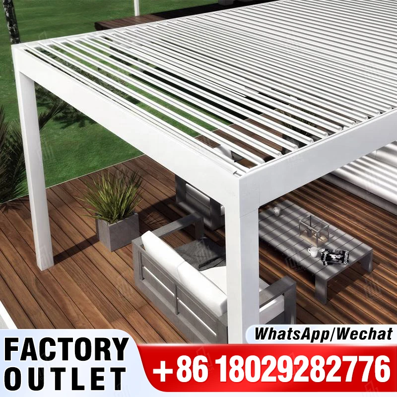 

Outdoor Waterproof Pergola Aluminium Motorized Louvered Pergola Canopy Exterior Gazebo 3x3,3x4,4x6m Bioclimatic Pergola Shading