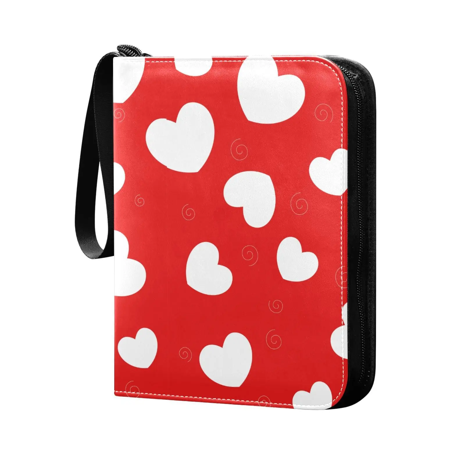 

Red Love Hearts Card Binder 4 Pocket Card Binder, 400 Double Sided Pocket Album Sport Game Cards, Unique Card Collection Storage