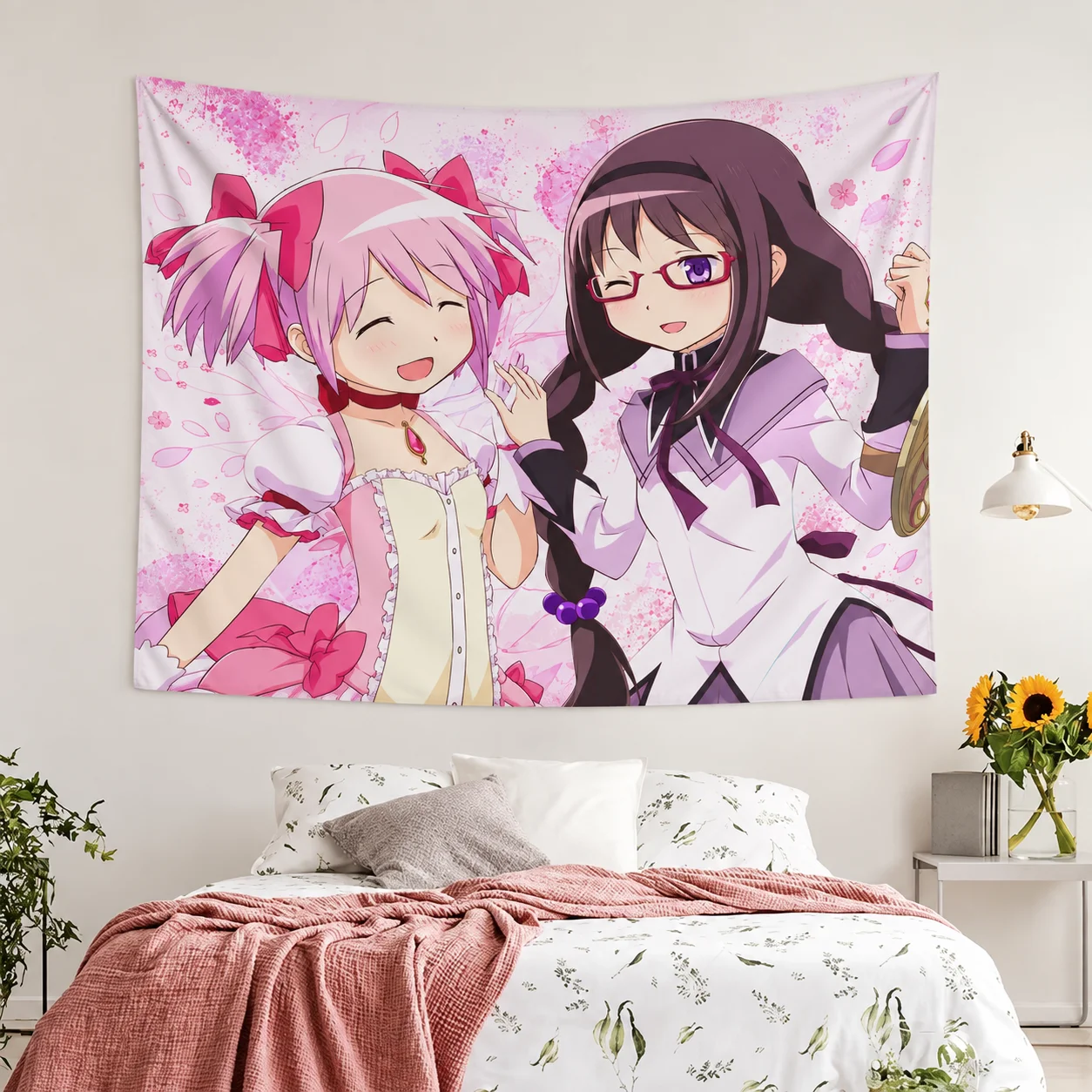 Puella Magi Madoka Magica Wall Tapestry, Magical Girl Anime Wall Decor, Aesthetic Home Wall Hanging for Bedroom Room