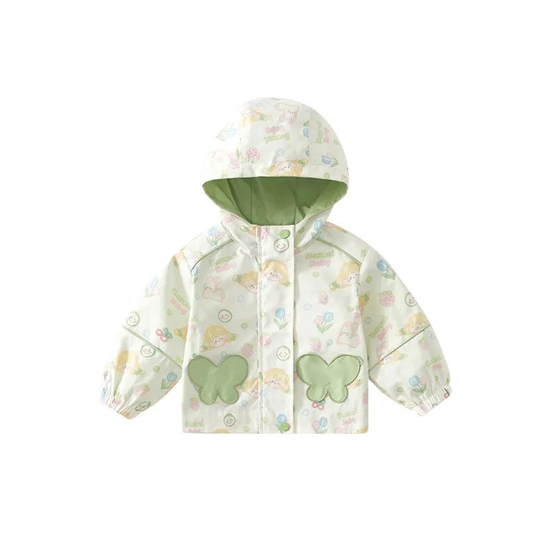 سوبر لطيف سترة واقية جاكيتات للطفل الفتيات ربيع الخريف سستة مقنعين معاطف يندبروف أبلى ملابس الأطفال 1-4Y