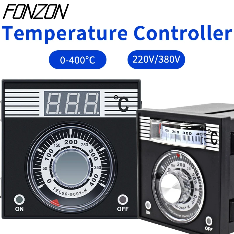 TEL96-9001/2001 Digital PID Oven Temperature Controller 220V/380V Thermostat Regulator K Sensor 96x96mm Relay Output 0-400℃