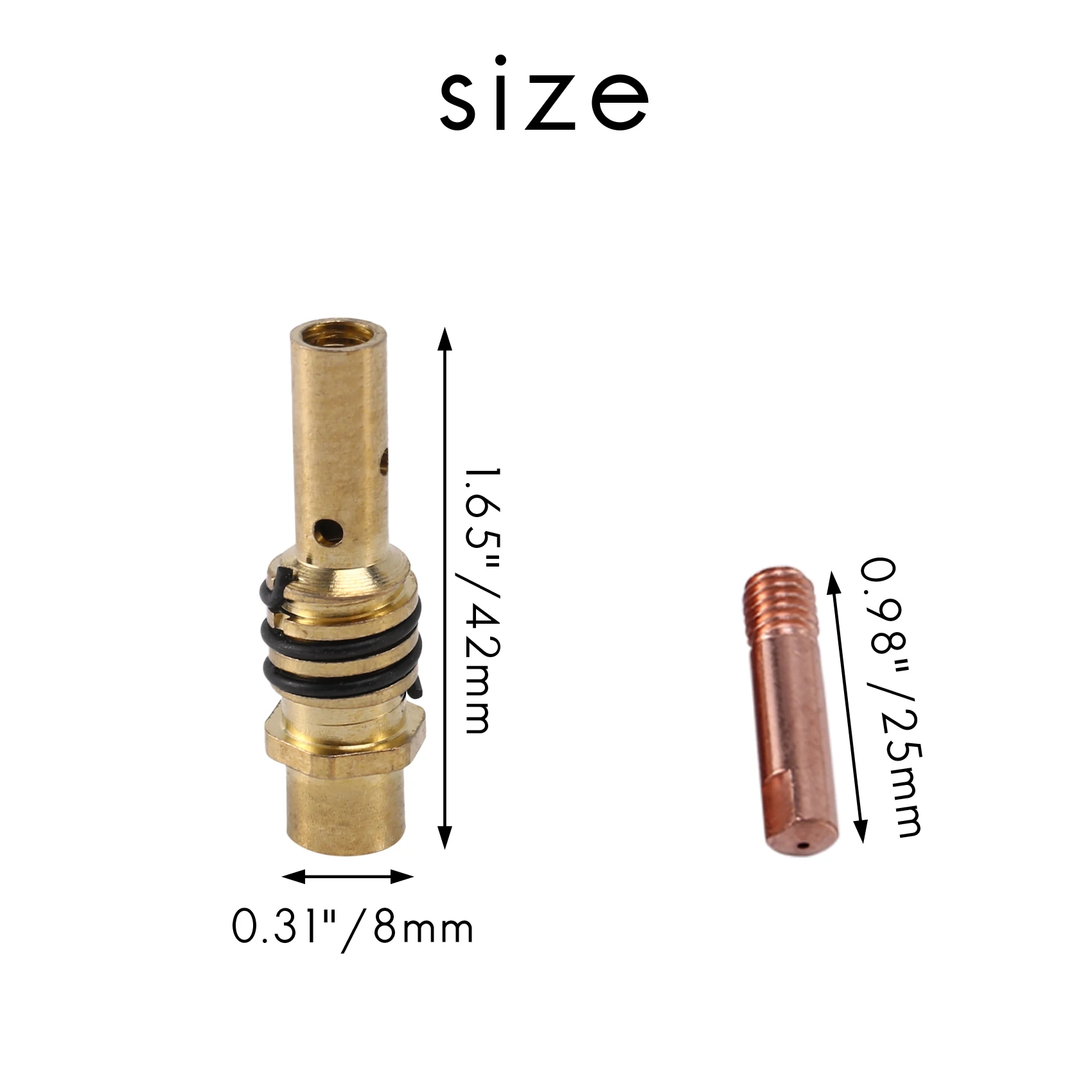 M6 가스 커넥터 거치대 세트, 15Ak Mig/Mag 용접 깍지 접촉 팁, 0.8x25mm, 17 개/세트