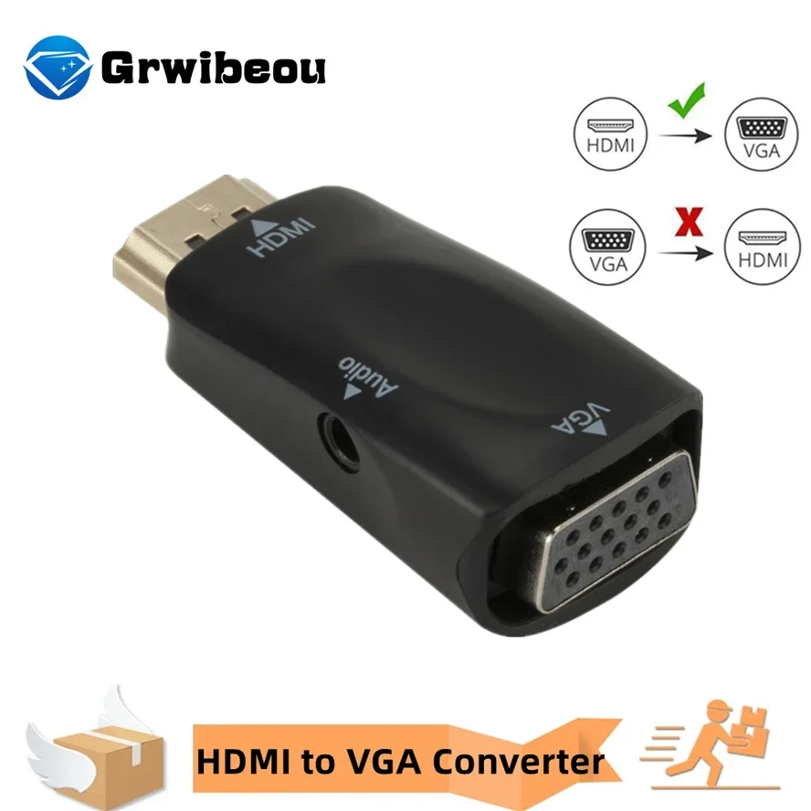 

HD 1080P HDMI-compatible to VGA Cable Converter Male To Famale Converter Adapter 3.5 mm Jack Audio For PC Laptop Tablet TV Box