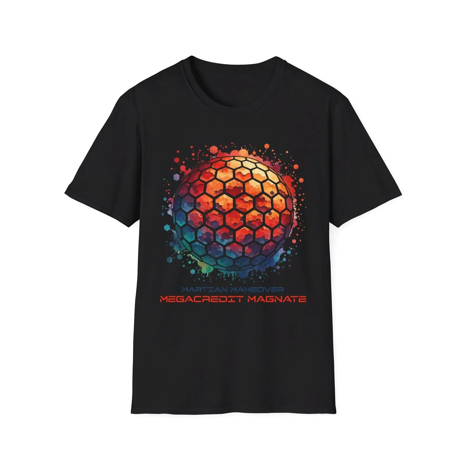 Mars Megacredit Tee, Planet Terraforming Hexagonal Tile Unisex Softstyle T-Shirt