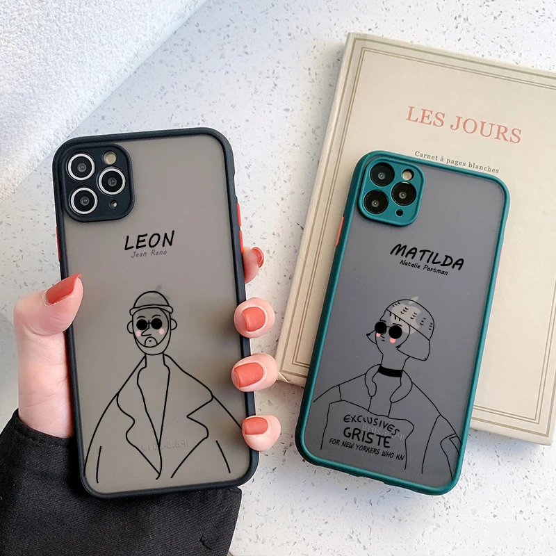 

Cartoon Killer Leon Uncle Couple Phone Case For iPhone 16 15 14 13 12 11 Pro Max Mini X XS XR 7 8 Plus Shockproof Cover Fundas