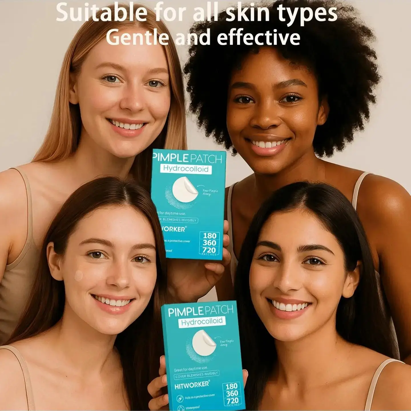 720/360/180 peças/caixa de adesivos transparentes de hidrogel para acne, sem álcool, adesivos suaves e não irritantes para absorção de acne