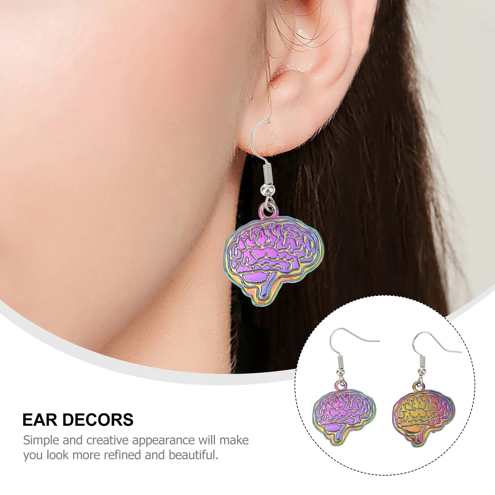 

TENDYCOCO 1 Pair Fashion Brain Dangler Earrings Alloy Jewelry Accessories for Women
