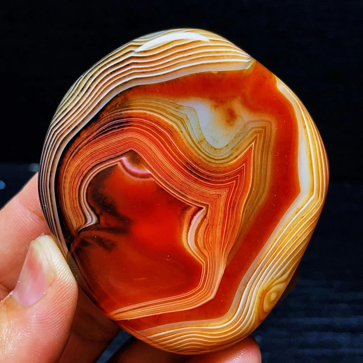 Natural Banded Agate Display Stone, Polished Tumbled, Pocket Stone, Wire Wrapping, Crystal Collection, Table Display