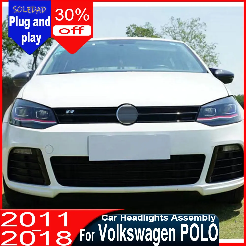 

Для Volkswagen POLO 2011-2018: Фара головного света с линзой проектора и ДХО, автомобильные аксессуары