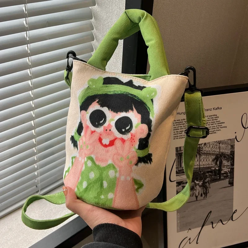 Women Hand Bags Cartoon Graffiti Bucket Bag 2023 New Fashionable Niche Design Sense Women Casual Sweet Cute Crossbody Bag