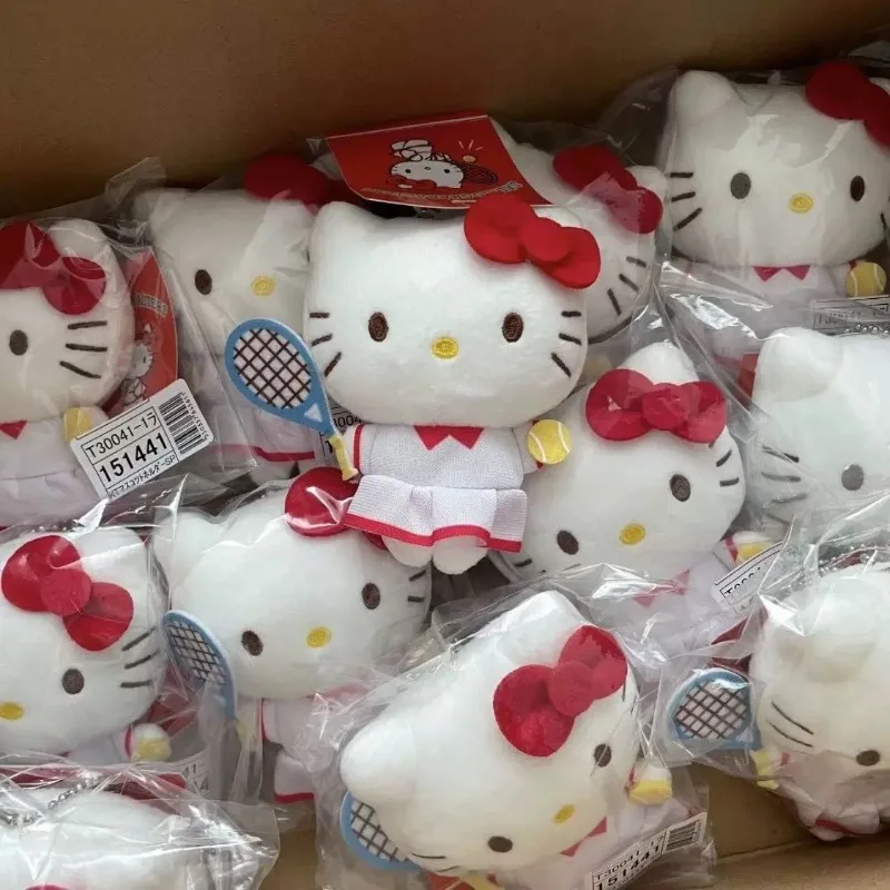 

11cm/4.33in Hello Kitty Tennis Player Plush Keychains Cartoon Pendant Stuffed Toys Kawaii Doll Keyring Gift Birthday Decoration