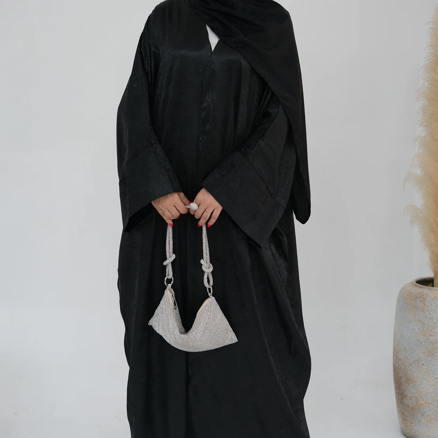 2024 New Fashion Turkish Dubai Abaya Muslim Women Elegant Robe Arabic Kimono Islam Open Abayas Islam Clothing Modest Coat