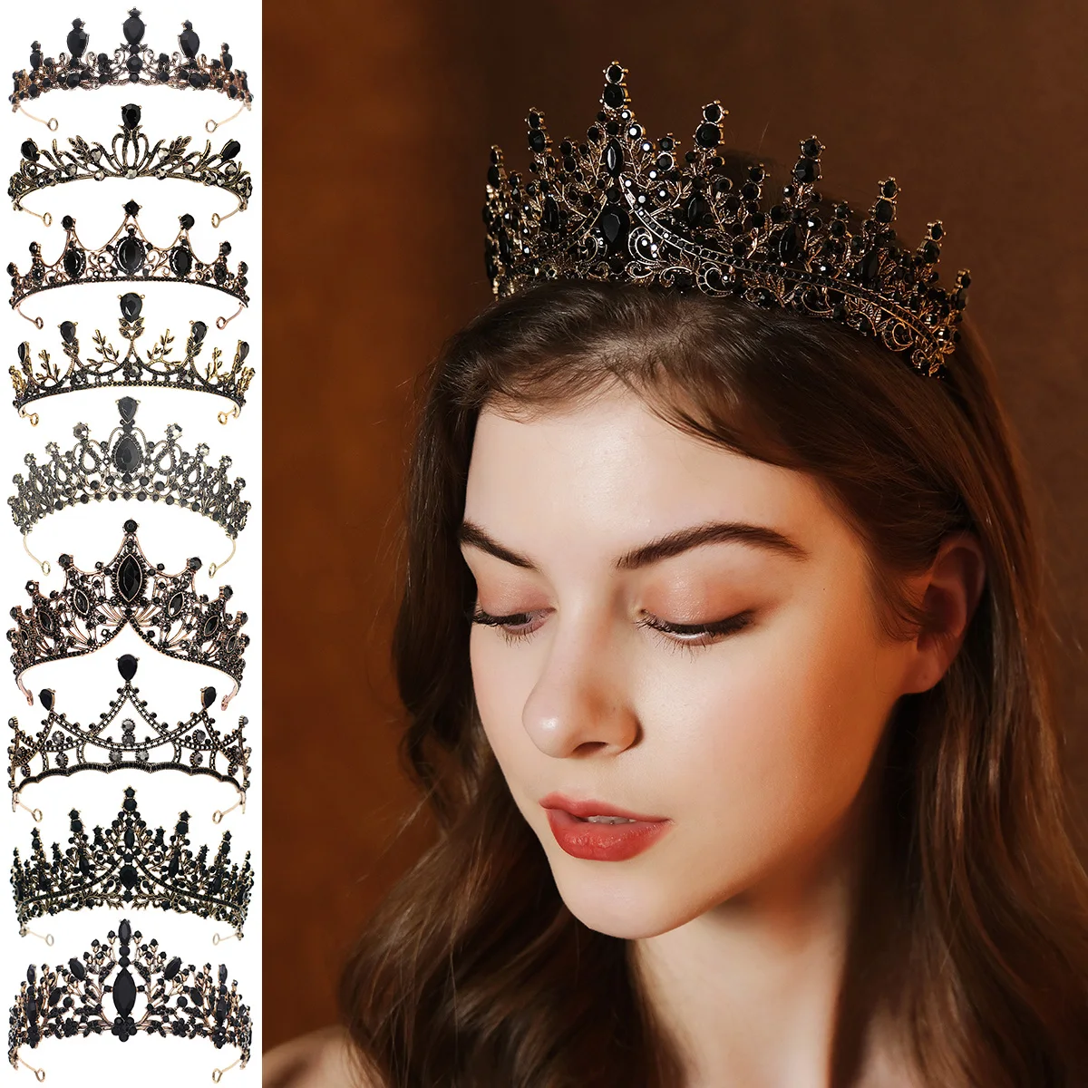 Baroque Vintage  Gothic Crystal Crown and Tiara Wedding Bride Hair Accessories For Women Rhinestone Crowns wedding accessories