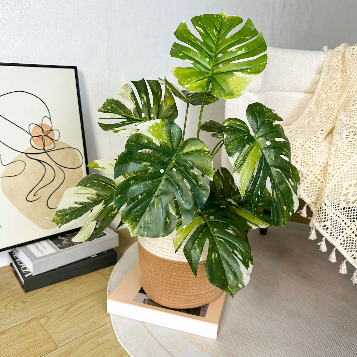 65/100cm Monstera pianta foglia di plastica ramo di piante finte pianta artificiale da interno ornamentale realistica per la decorazione