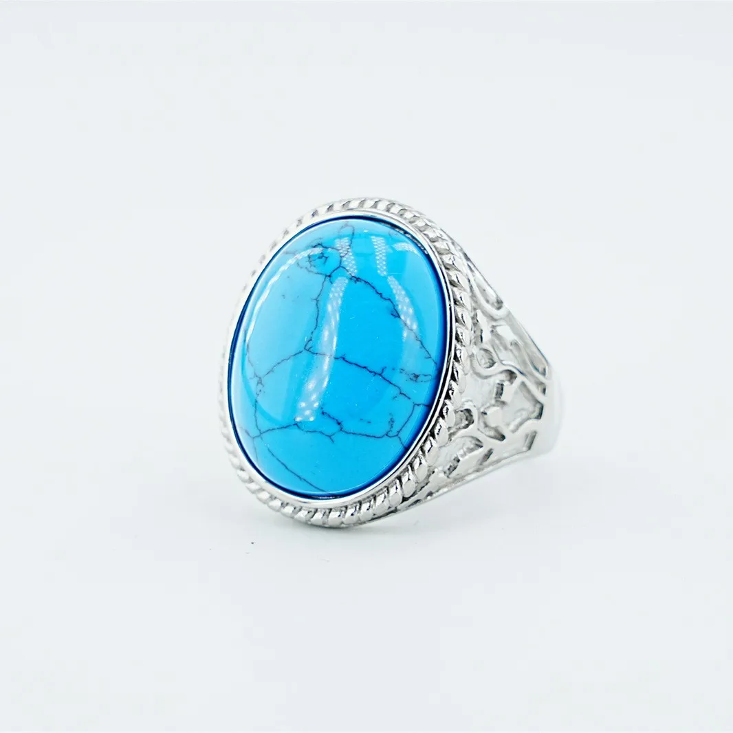 

Кольца из титановой стали с эффектным дизайном, ювелирные изделия в стиле SLE, кольцо с лазуритом, трансграничные поставки, нержавеющая сталь