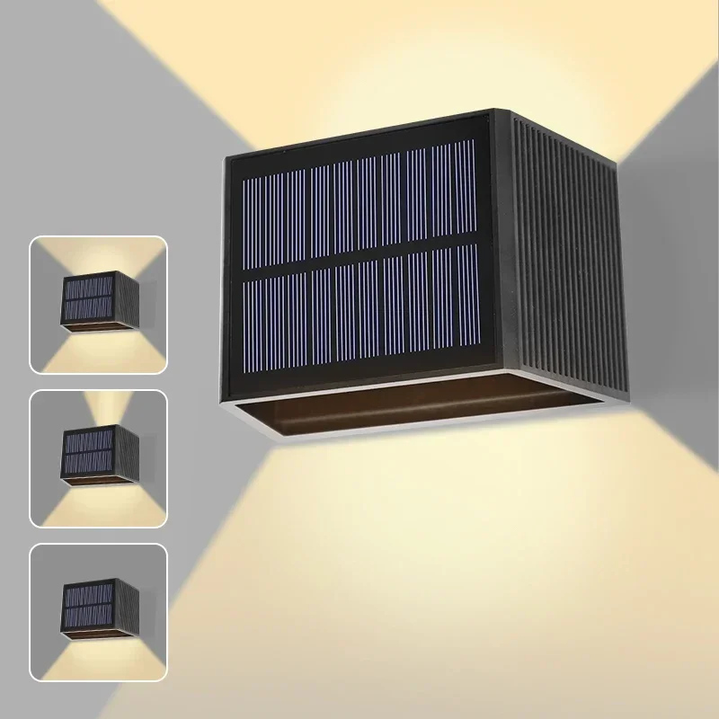 Solar LED Wall Lights IP65 Waterproof Dusk To Dawn Up and Down Solar Light Outdoor Wall Light for Outside Fence Porch Deck Patio