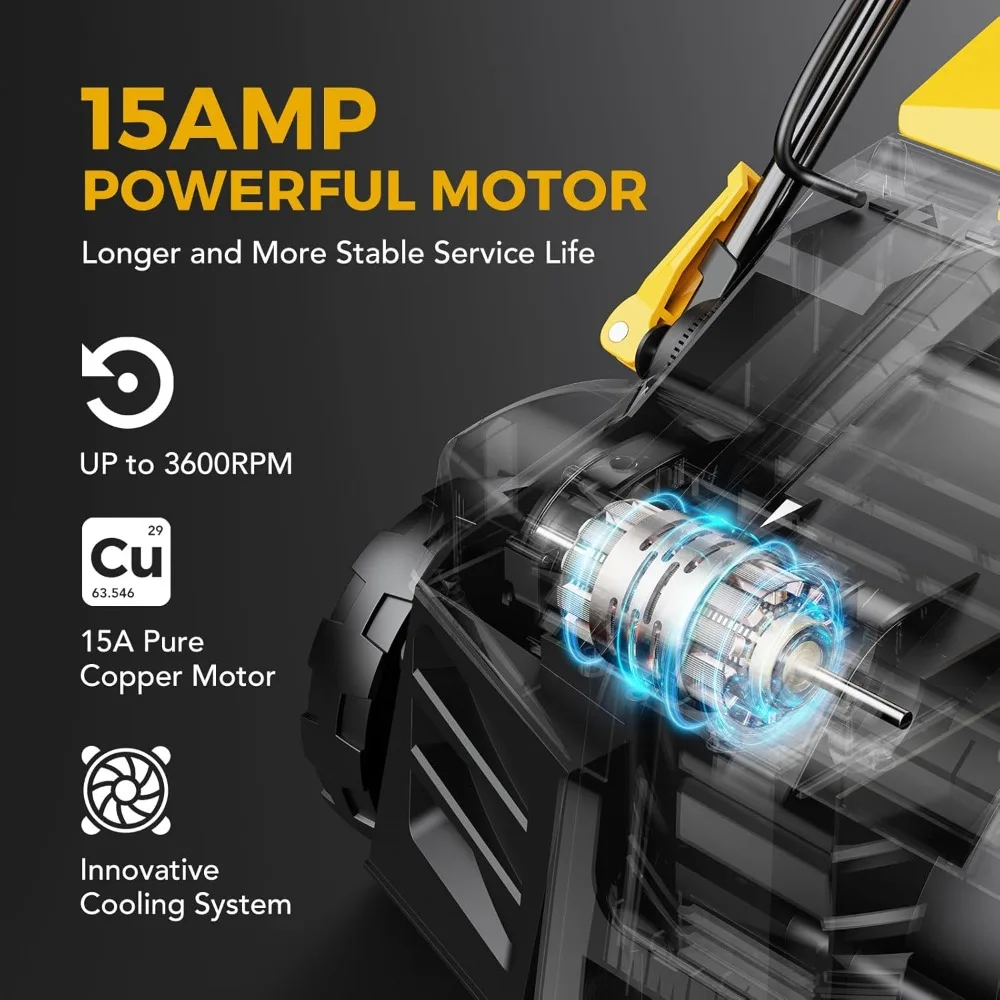 Distruggidocumenti e scarificatore elettrici da 16 pollici con potenza di 15 Amp, controllo della profondità a 5 posizioni, sacchetto da 14,5 galloni per migliorare la cura del prato