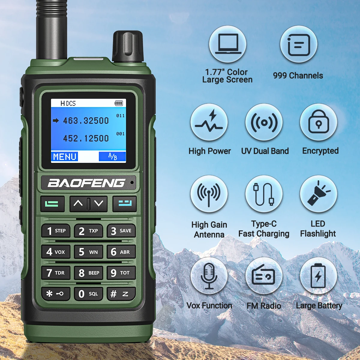 Bao feng UV-17 Dual Band UHF VHF Portable Walkie Talkie Long Range Handle Radio fm Wireless Amateur Two-Way Radio for hunting