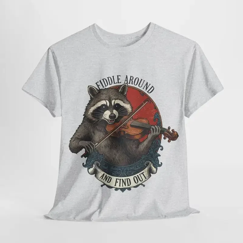 Fiddle Around And Find Out Racoon T Shirt Funny Animal Raccoon Bluegrass