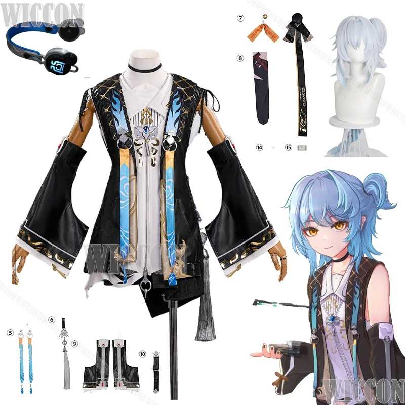 Wuwa Buling Cosplay Roupas Peruca Roupa Vestido Terno Peruca Prop Wuthering Ondas Jogo Roupas Mulheres Meninas Halloween Comic Con Cos