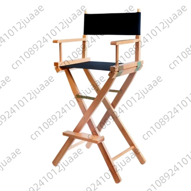 Solid Wood Director Chair Canvas Folding Leisure Home Bar Counter Office Chair Outdoor Makeup Chair Fishing Props High Feet