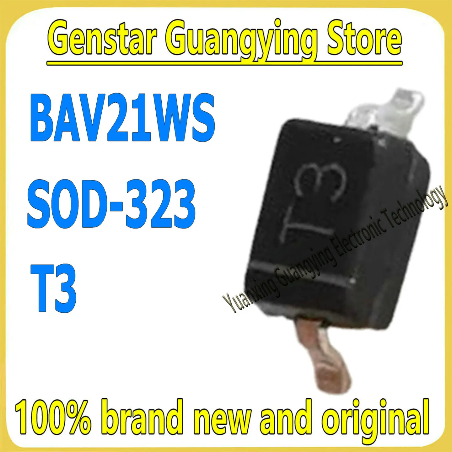 (100 pieces) BAV21WS BAV21W, silkscreened T3, SOD-323, 200V, 200mA, switching diode, 100% brand new