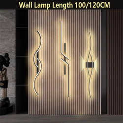 Modern LED Wall Lamp 100/120CM Long Strip Wall Sconce Living Room Bedroom Bedside Bar Home Decor Remote Control Led Lustre