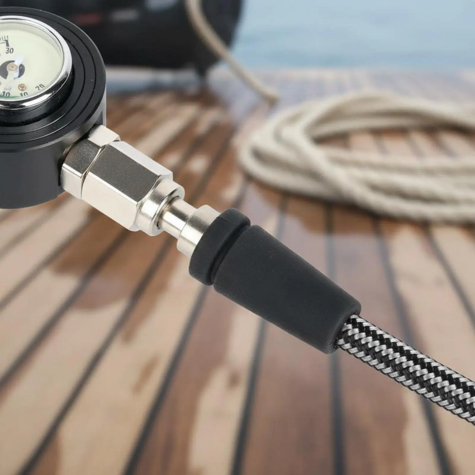 Braided SPG Hose with Gauge 300bar Rated Underwater Cylinder Pressure Gauge
