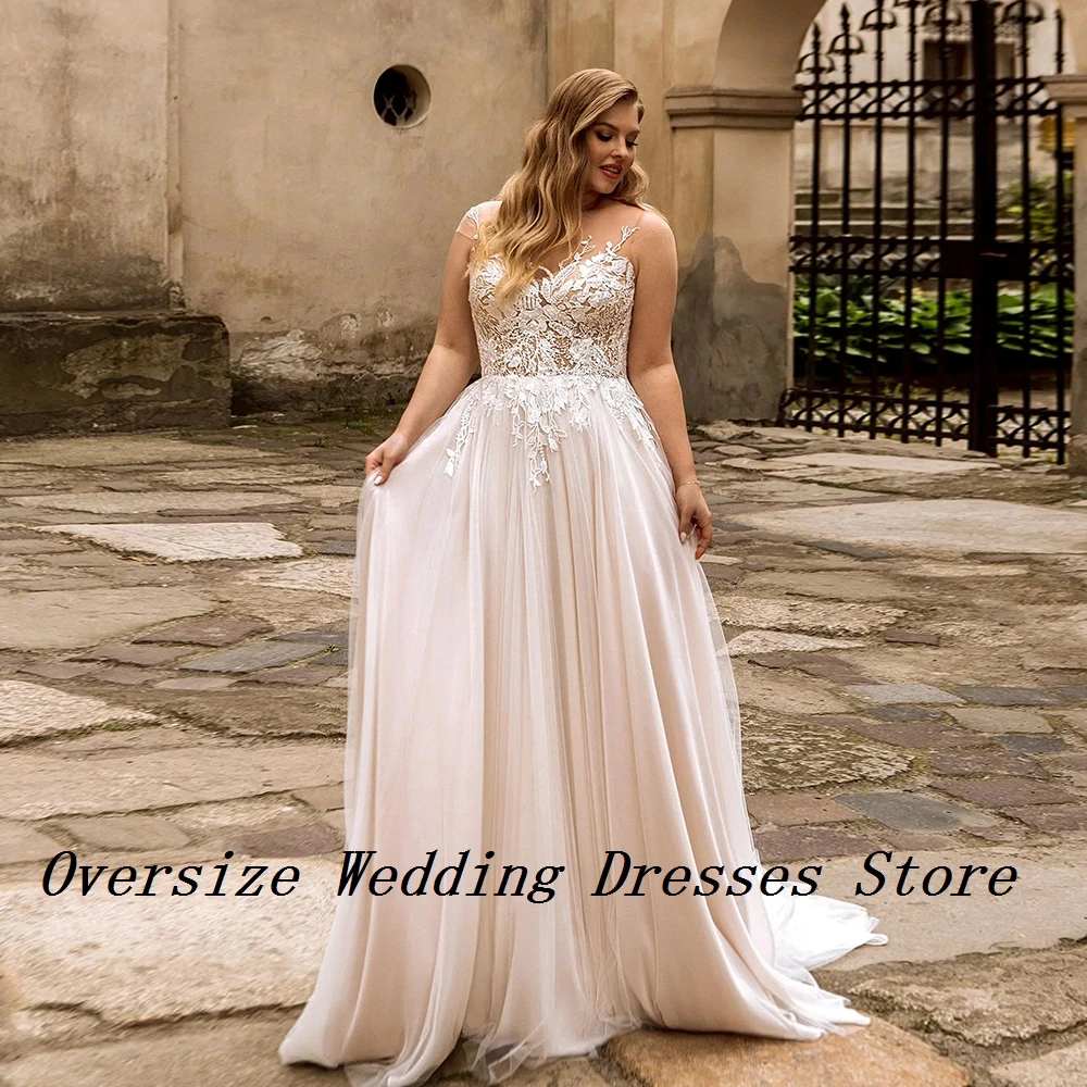 

Plus Size A Line Wedding Dresses for Ladies Sleeveless V Neck Bridal Gowns with Lace New Summer 2025 Robe De Mariée New