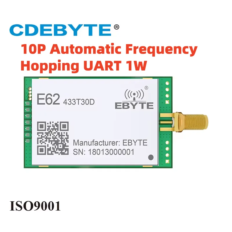 

10P Full Duplex UART Wireless Transparent Transport Module 433mhz Automatic Frequency Hopping CDEBYTE E62-433T30D 1W 30dBm 3KM