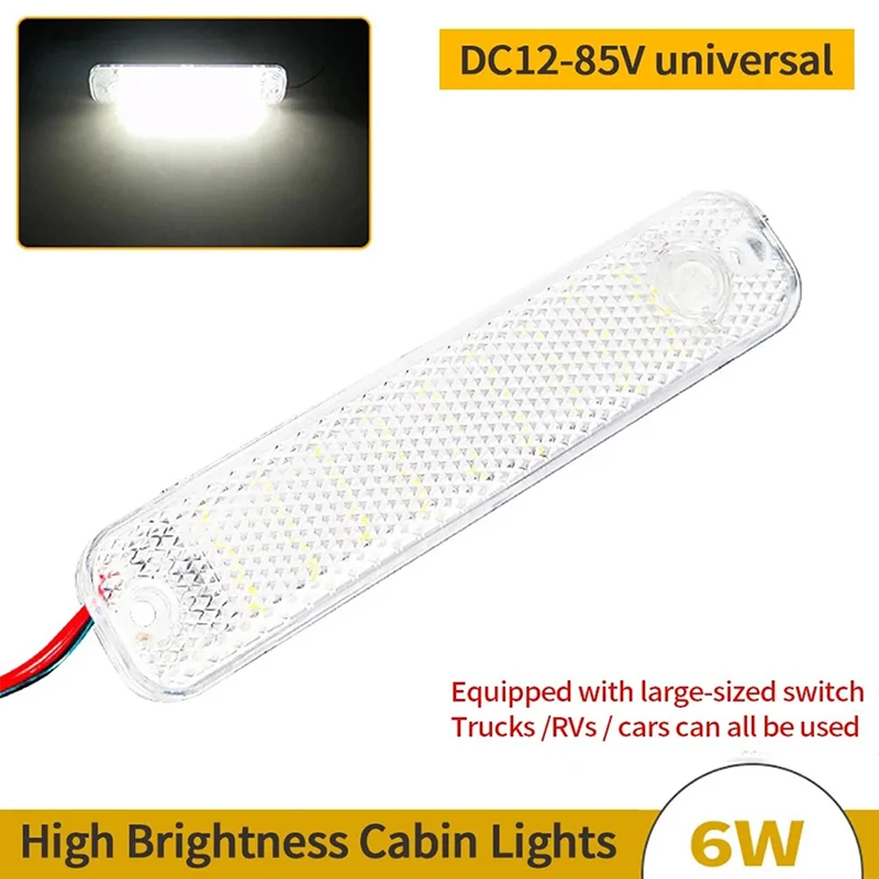 Super Bright 36LEDs RV Interior Light 12V 24V Ceiling Dome Light Bar with Switch for Camper Van Bus Caravan Boat Cab Lighting 1P