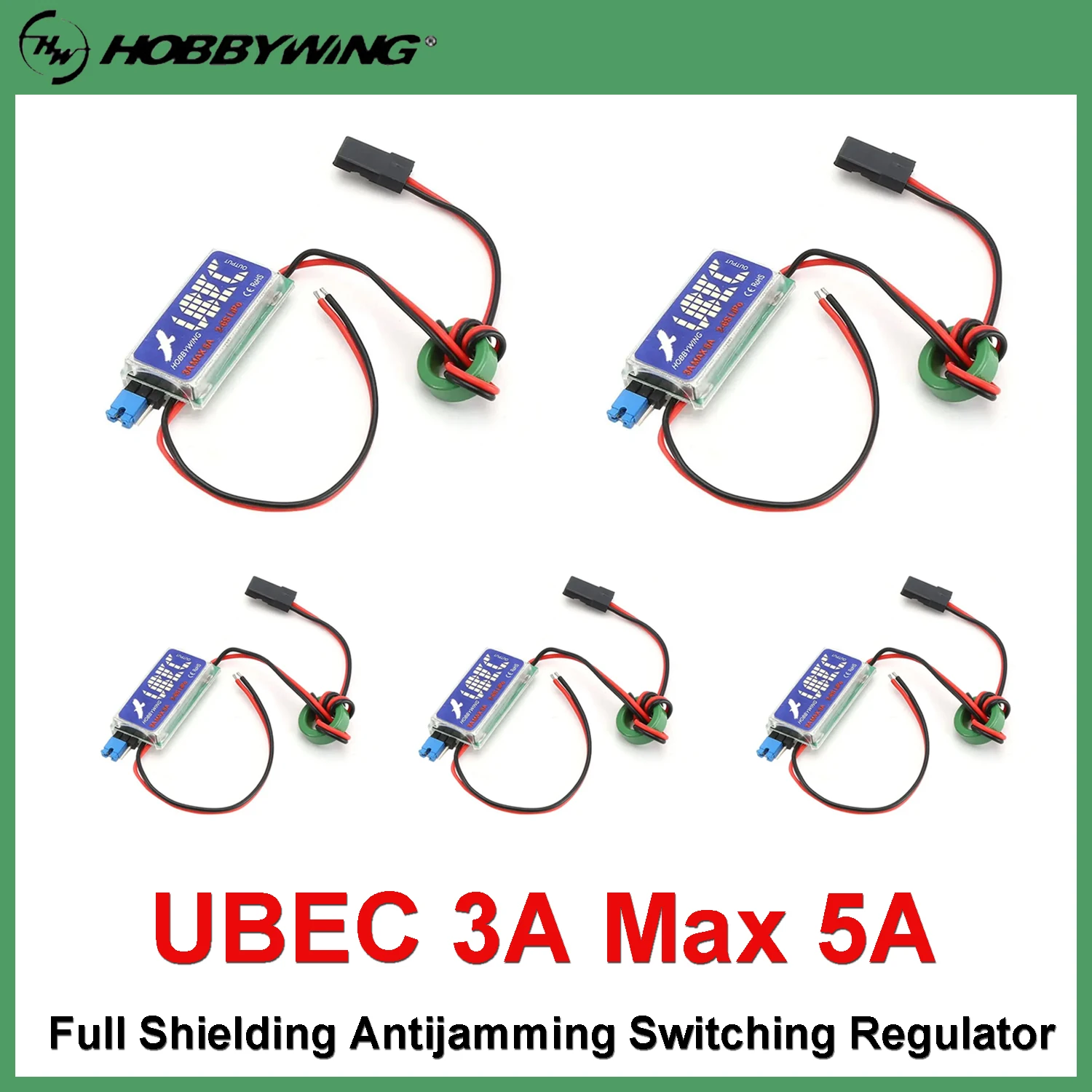 1/2/5Pcs HOBBYWING 3A 5V/6V UBEC Max 5A BEC Full Shielding Antijamming Regulator for RC Drone Airplanes Helicopter Car DIY Parts