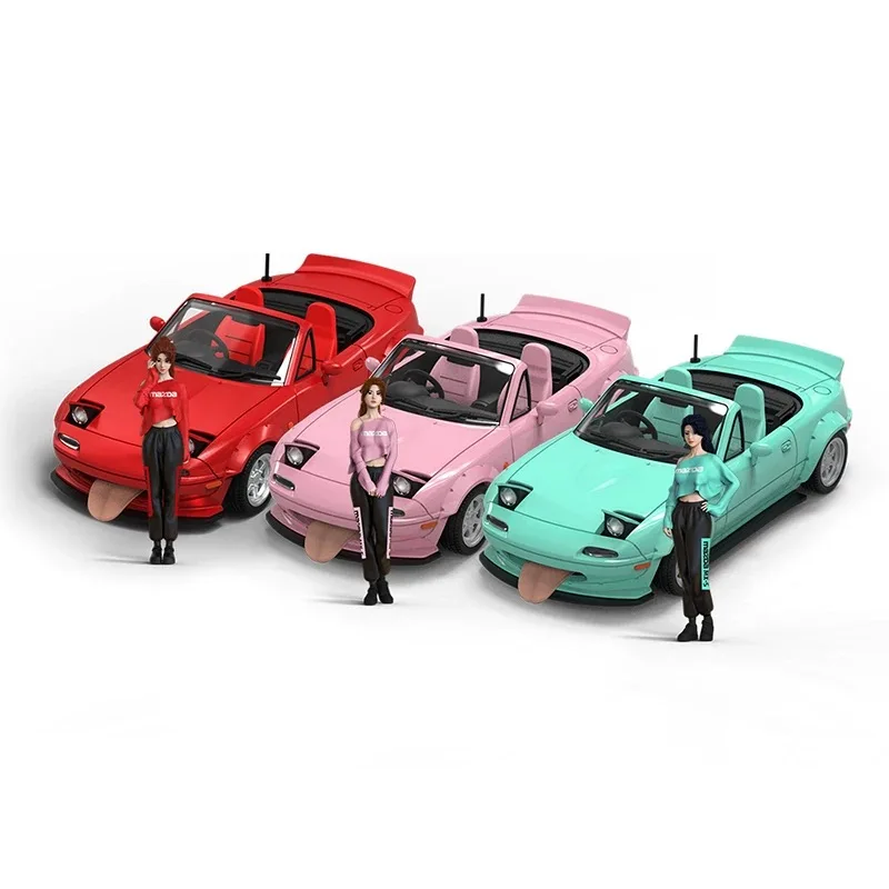 

TimeMicro 1:64 Mazda MX5 NA flip light version wide body low swing modified alloy model