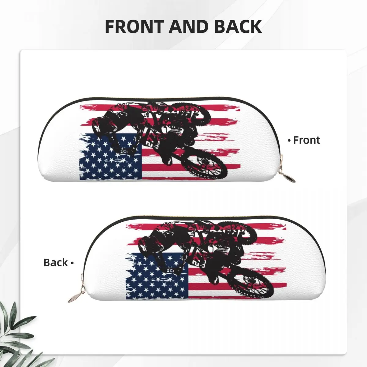 ダートバイクモトクロス米国アメリカ国旗鉛筆ケースペンホルダー収納文具用品大容量収納ペンボックス鉛筆バッグ