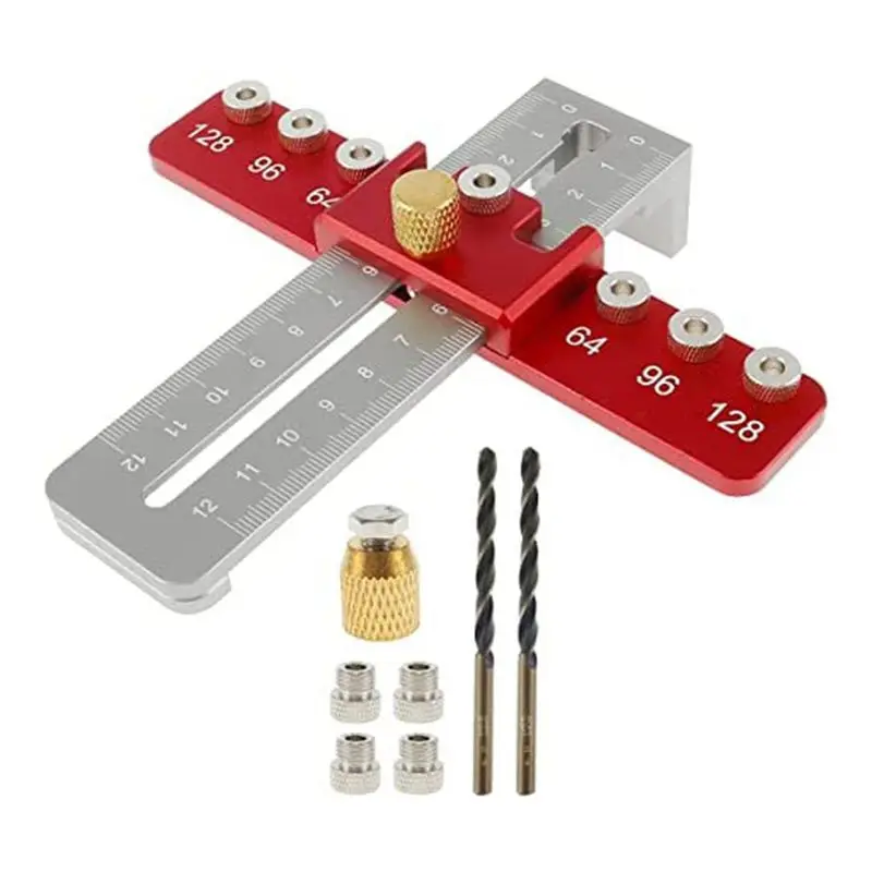 AFOURT-Cabinet Hardware Jig,Alloy Cabinet Handle Jig,Adjustable Drill Template Guidetool,For Installation Of Door Drawer Handle