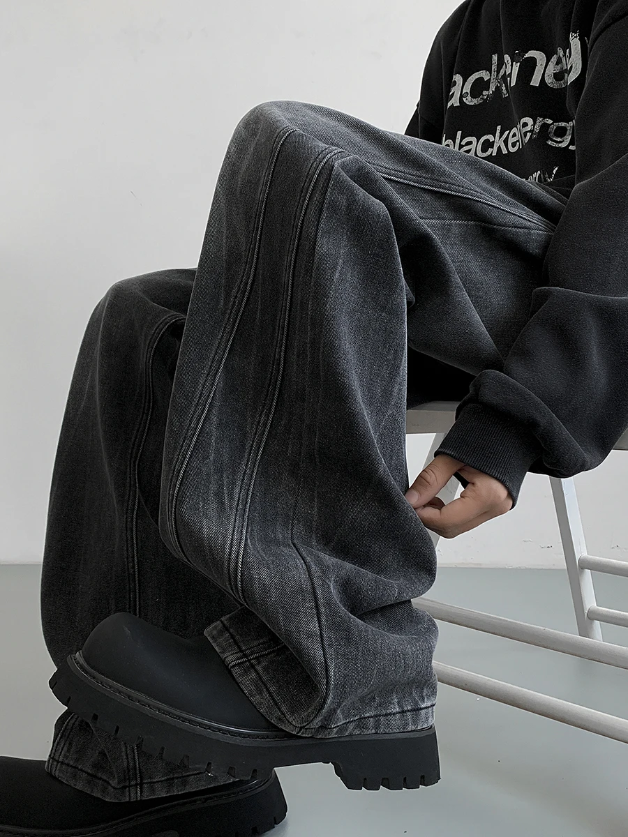 

Мужские джинсы American Sle с широкими штанинами, модные, брендовые, премиум-класса, прямые, свободные, длинные брюки, молодежная городская мода