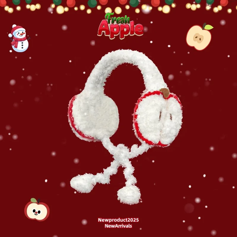 لطيف التفاح شكل تصميم أفخم غطاء للأذنين للنساء الخريف والشتاء جو السفر الدافئة تنوعا شخصية الأشرطة سماعات الأذن #1