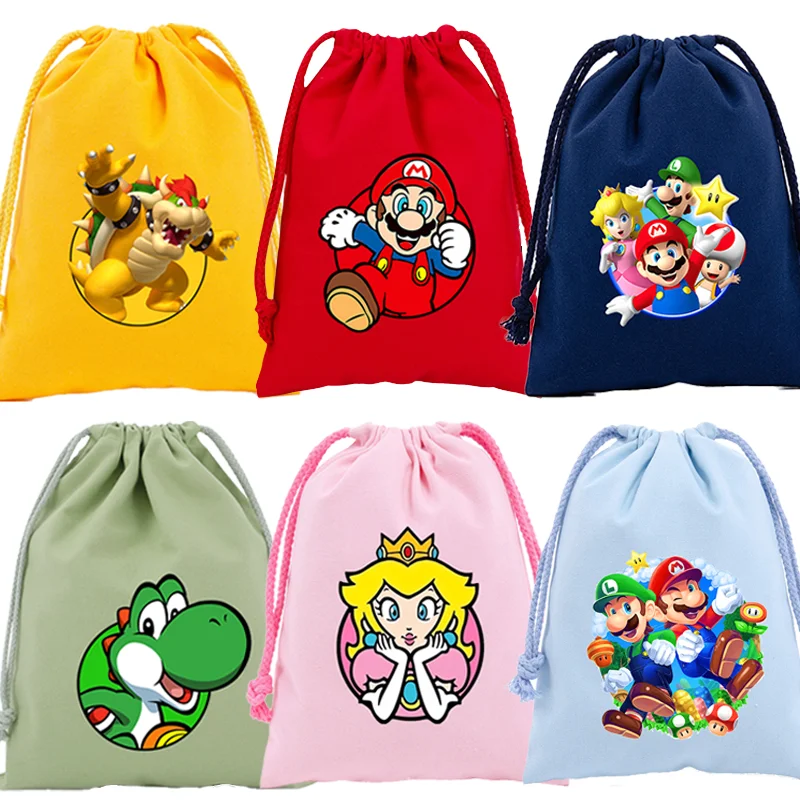

Super Mario Bros Drawstring Bags Cartoon Anime Game Figures Childrens Handbags Storage Family Party Candy Ornament Pouches Gift