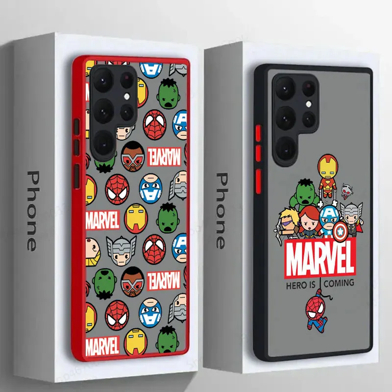 Cute Cartoon Marvel Hero Phone Case For Samsung Galaxy S24 Case S23 Ultra S22 S21 S20 FE S10 Plus For Samsung S24 Note 20 Cover