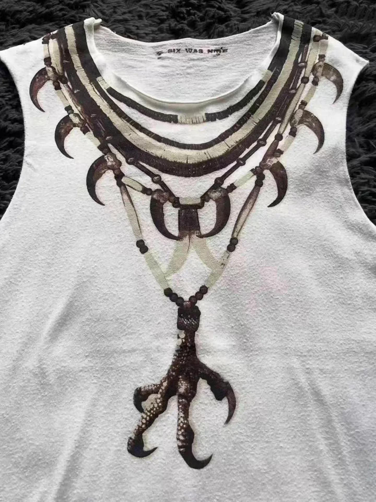 Ifsixwasnine 00ss pioneer vision necklace eagle claw feather print vest
